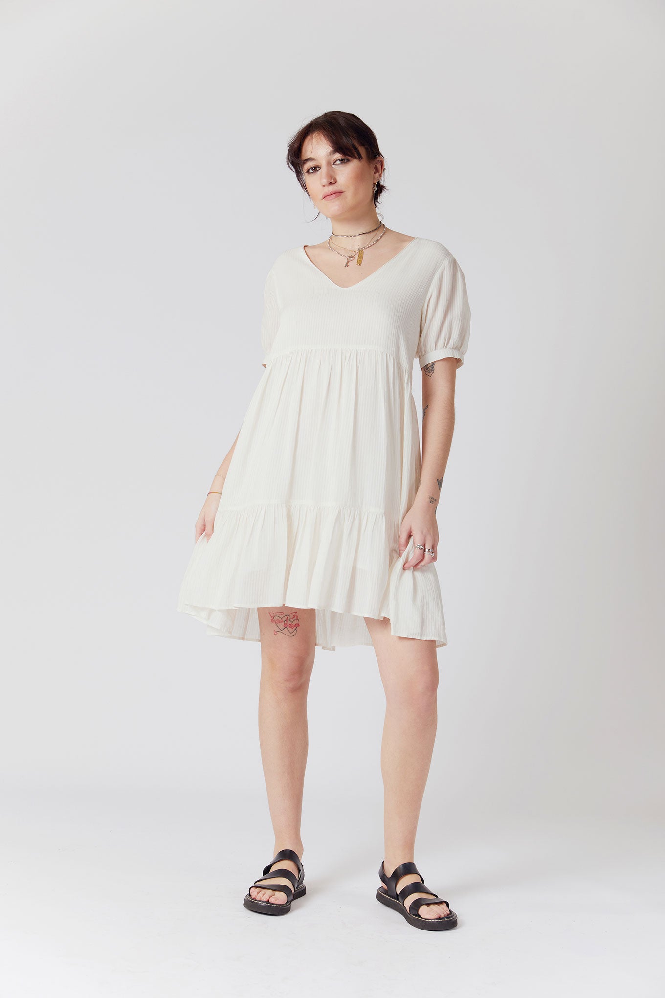 SKY Corn Fabric Mini Dress - Off White, SIZE 1 / UK 8 / EUR 36