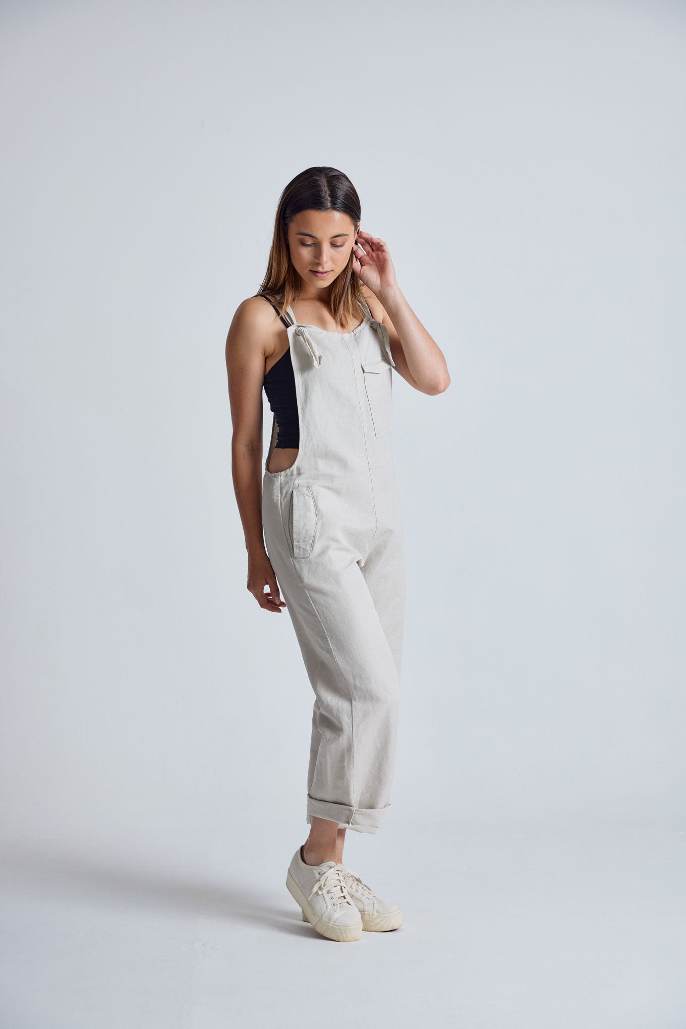 MARY-LOU Natural - GOTS Organic Cotton Dungarees by Flax & Loom, SIZE 4 / UK 14 / EUR 42