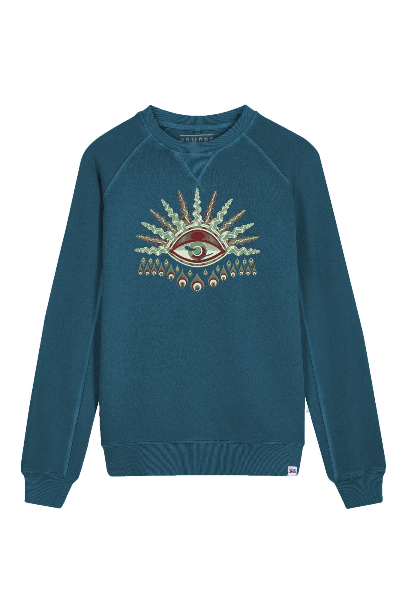 KOMODO’S EYE Organic Cotton Crewneck Teal Blue, SIZE 2 / UK 10 / EUR 38