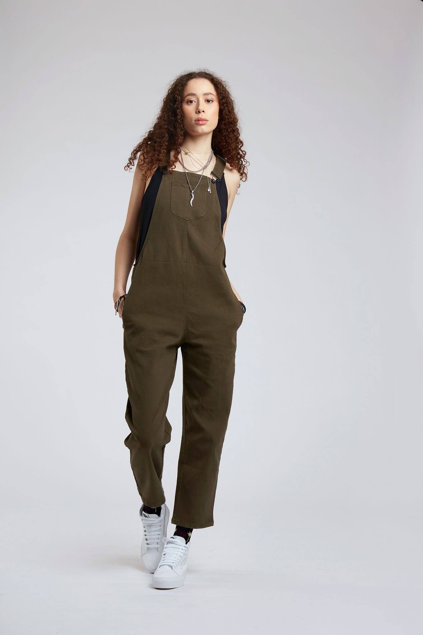 JOY - Organic Cotton Dungarees Khaki, SIZE 5 / UK 16 / EUR 44