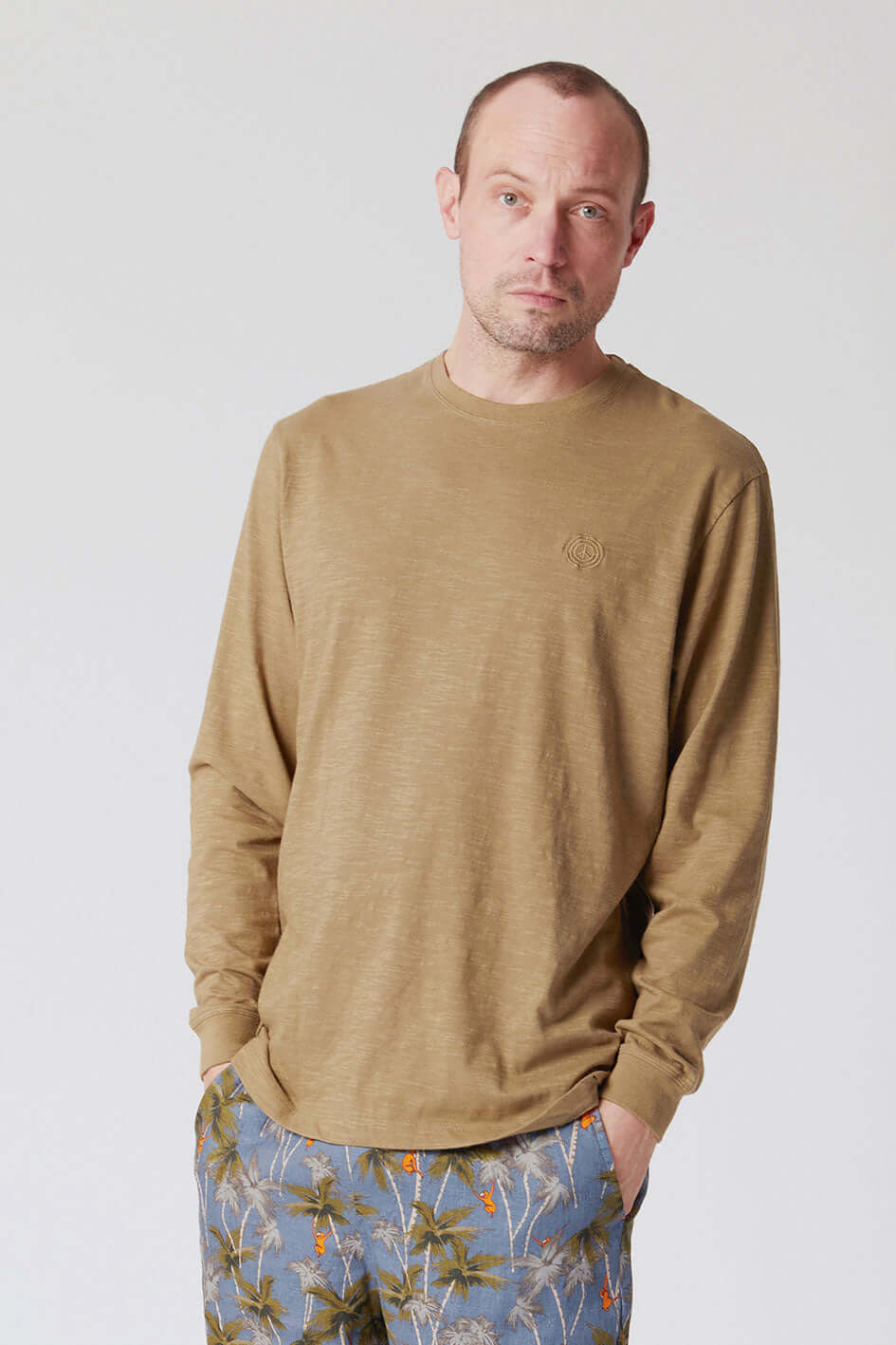 HAKON - GOTS Organic Cotton Long Sleeve Tee Moss Green, Large