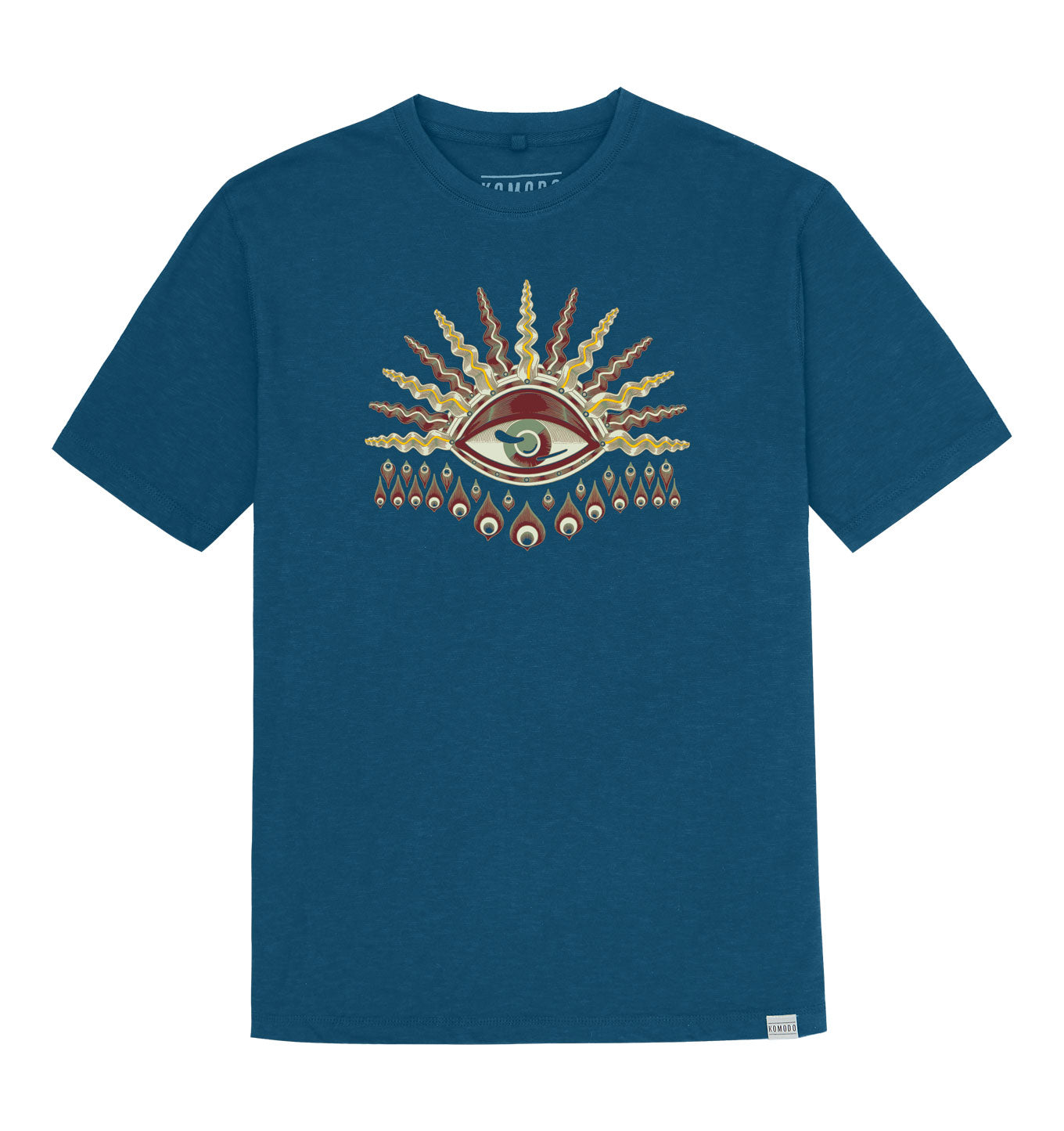 KOMODO’S EYE - GOTS Organic Cotton Tee Teal Blue, Medium