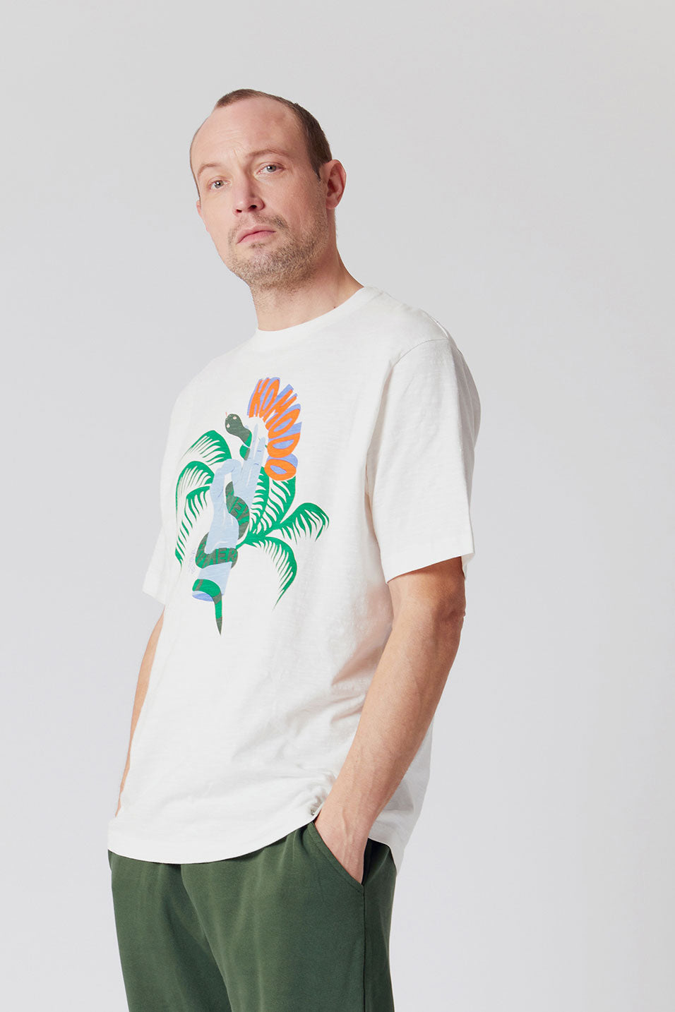 WAVEY SNAKE - GOTS Organic Cotton Tee Off-White, Small