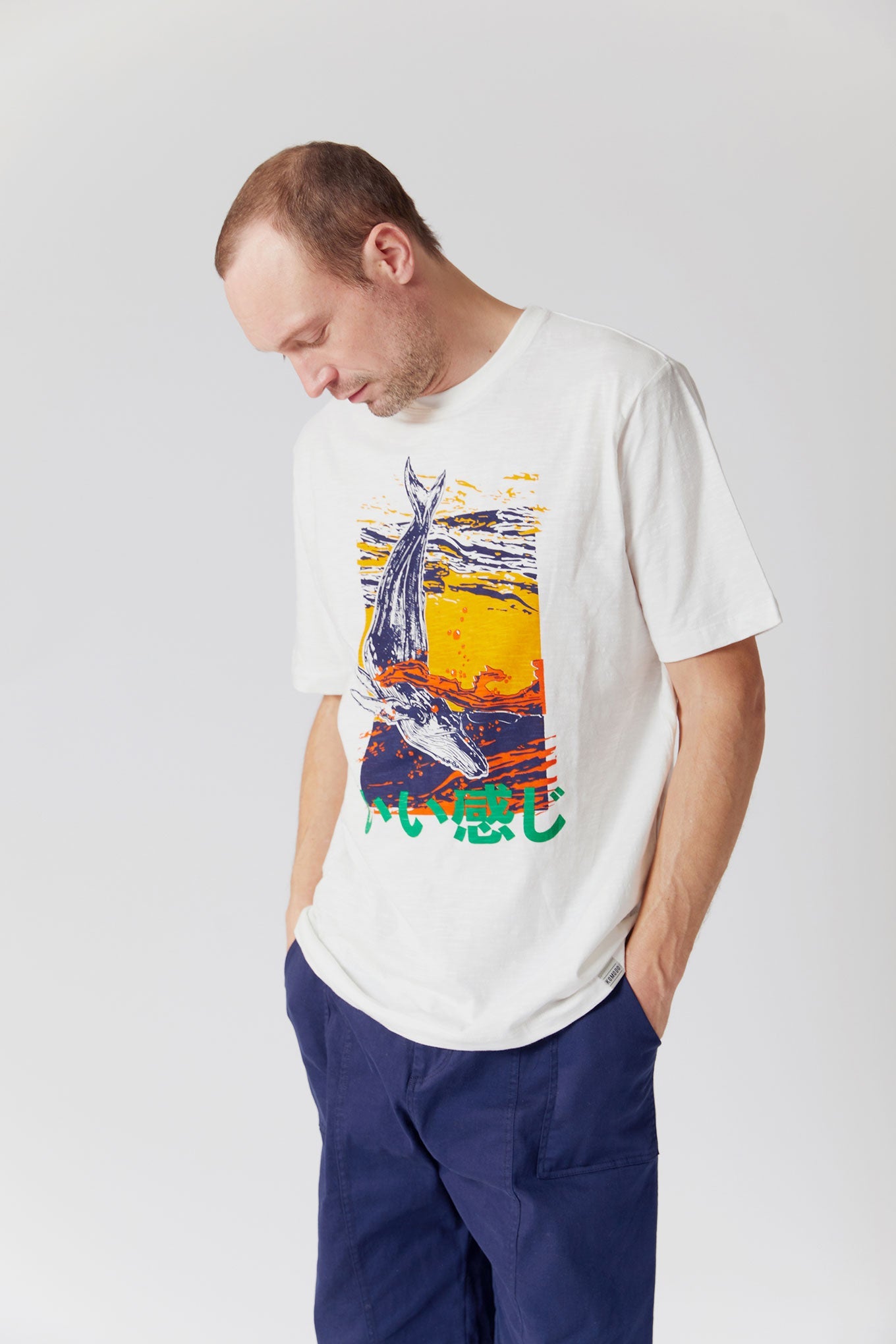 WHALE - GOTS Organic Cotton Tee Off White, Large
