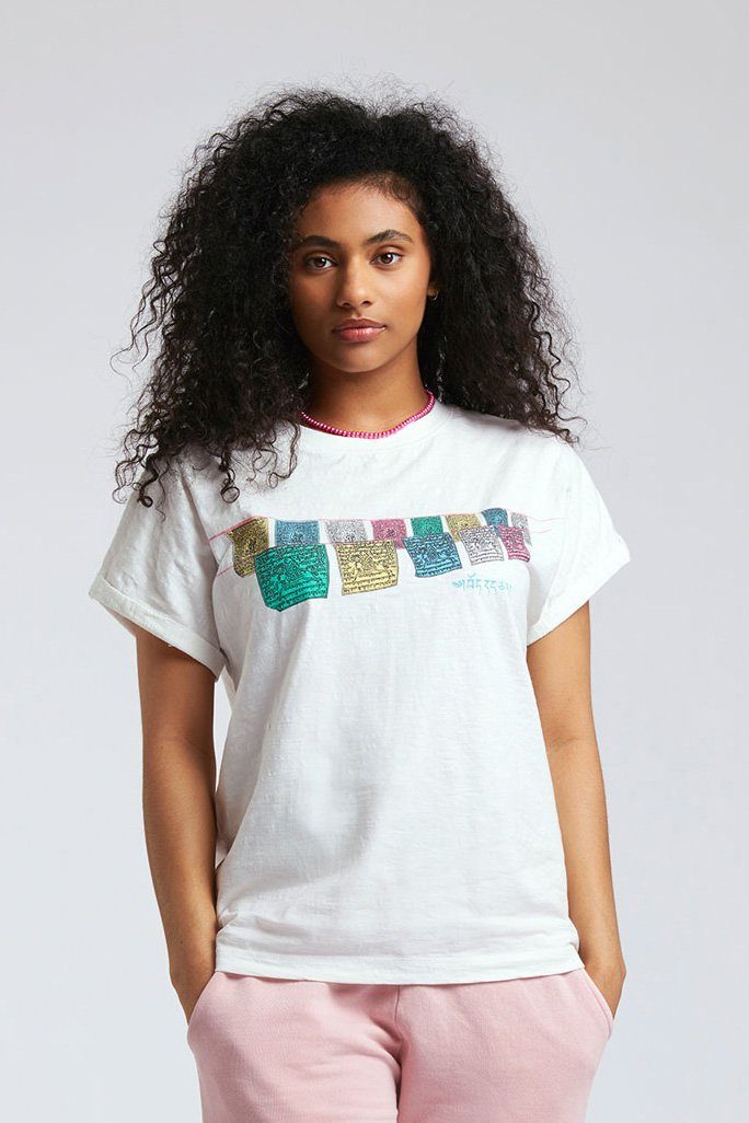 SUNRISE FREE TIBET - GOTS Organic Cotton Tee Off White, SIZE 3 / UK 12 / EUR 40