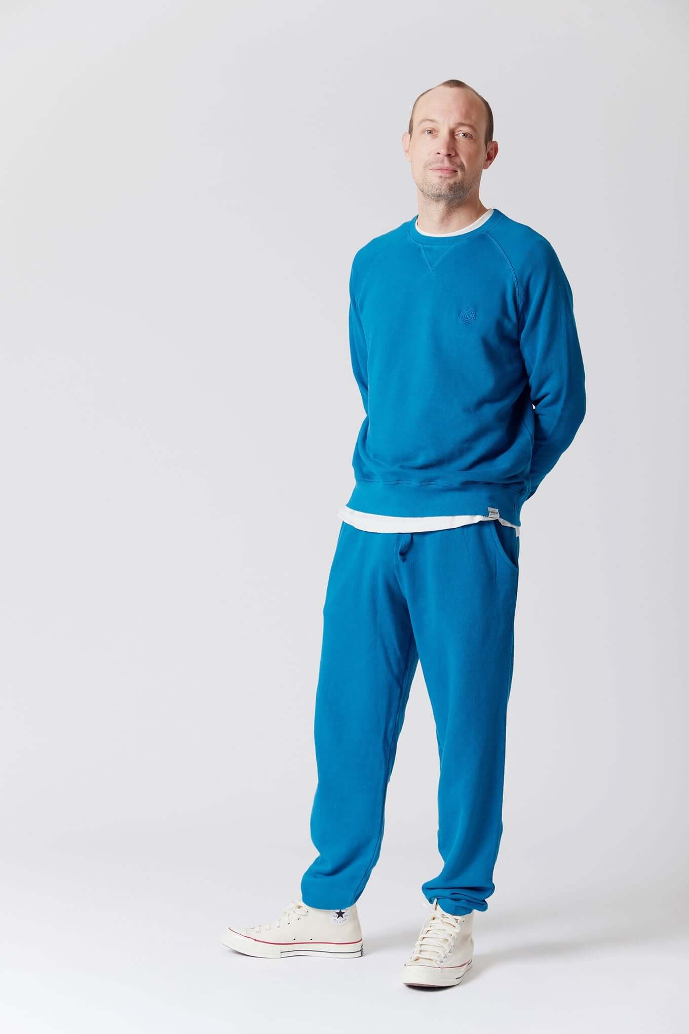 ADAM GOTS Organic Cotton Mens Trackpant Teal Blue, Small