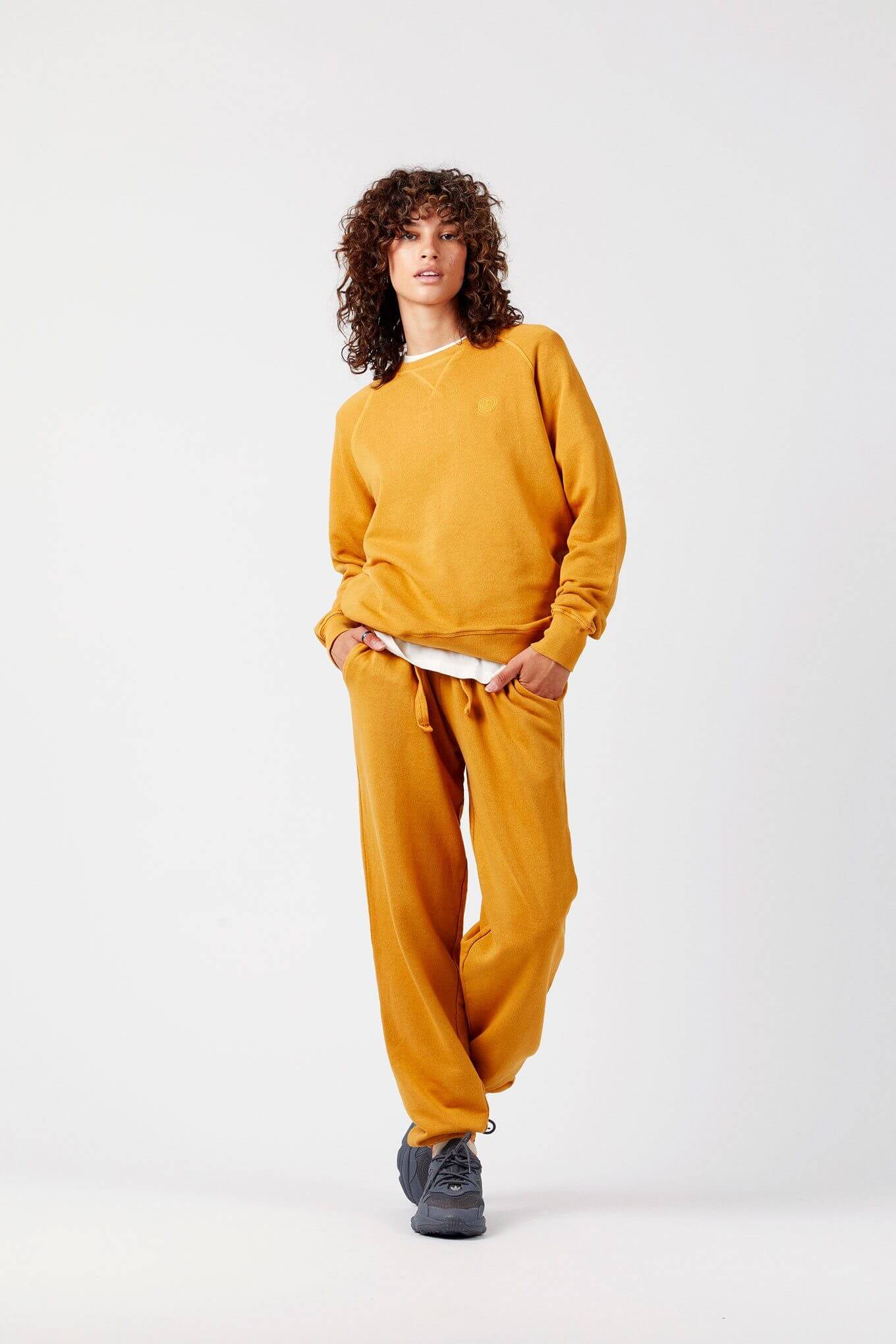 EVIE - GOTS Organic Cotton Trackpants Mustard, Size 1 / UK 8 / EUR 36