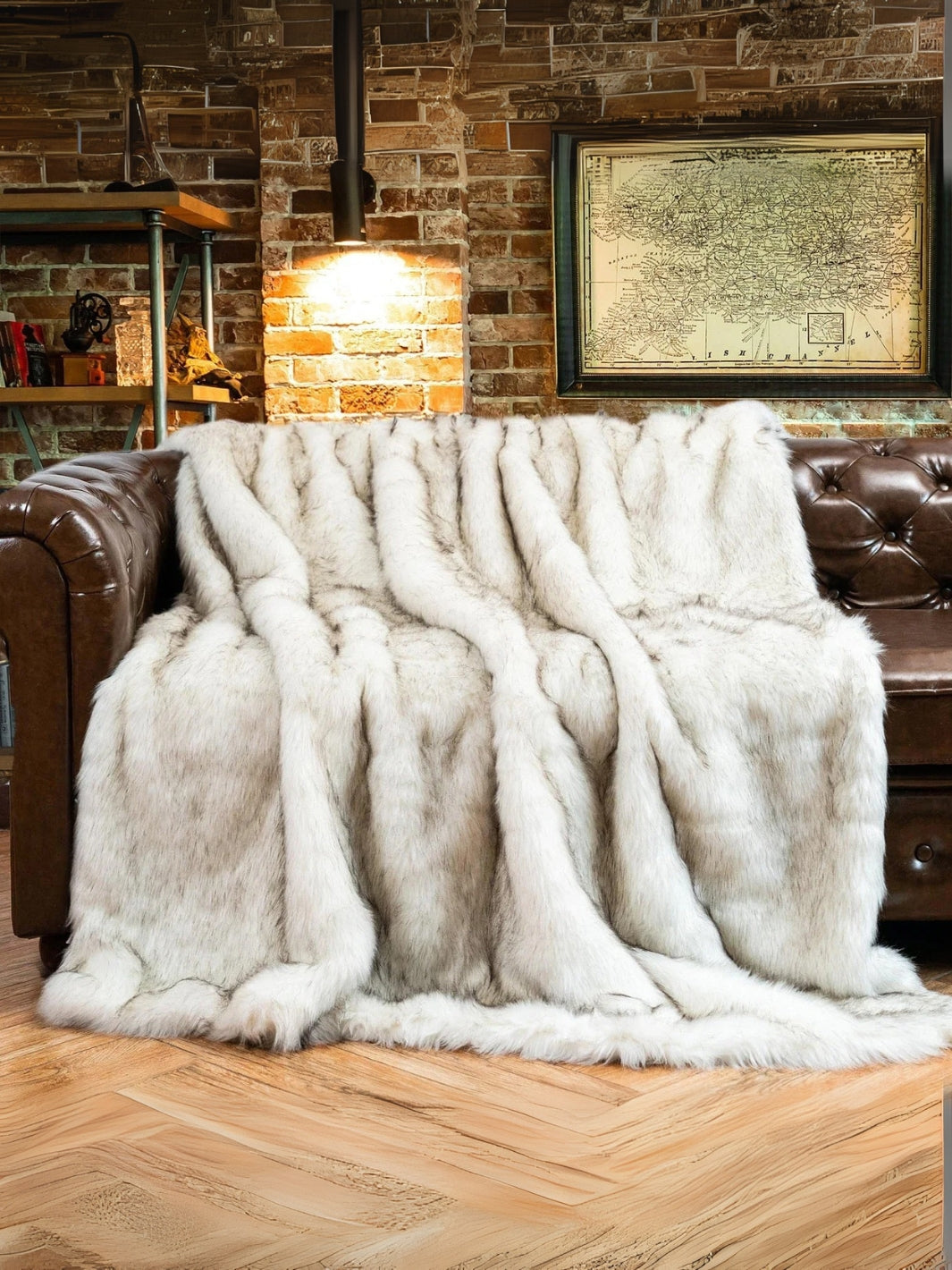 plaid en fausse fourrure blanc