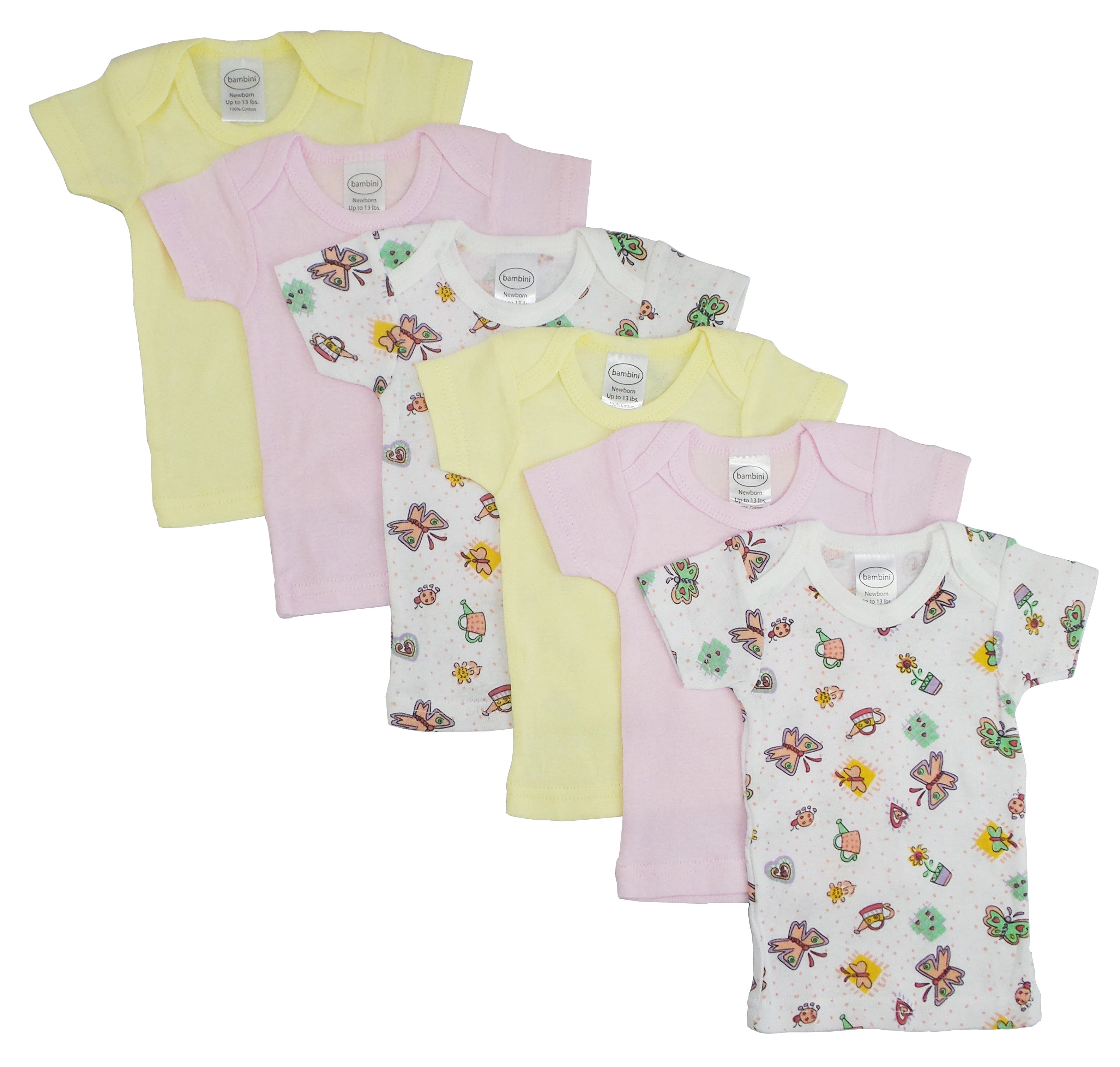 Girls Pastel Variety Short Sleeve Lap T-shirts 6