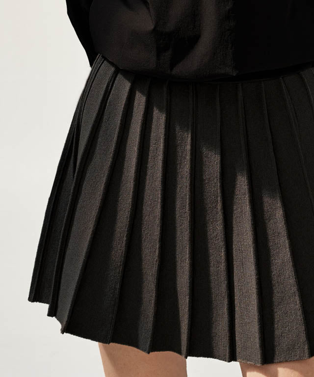 Anell Golf French Wool Skirt - Charcoal - 13_6e837918-e615-417c-93da-af33fb97368e