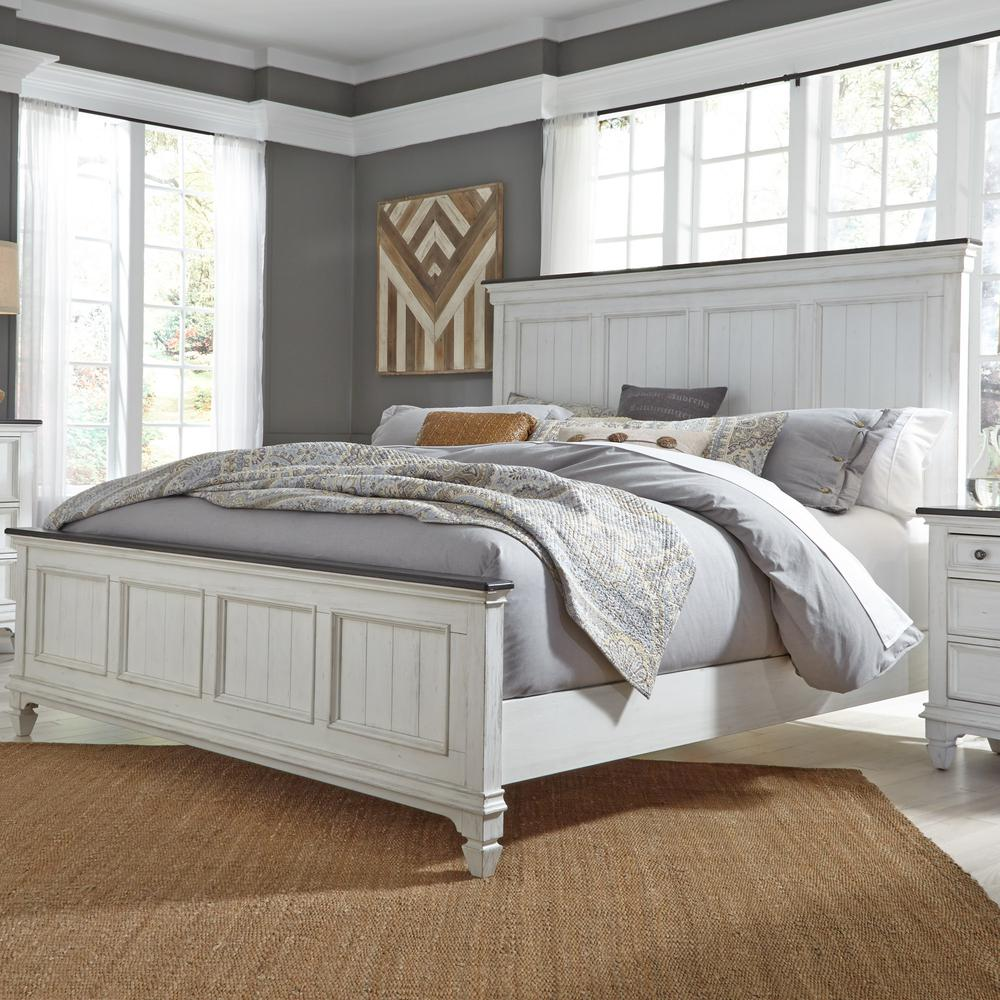 Queen Panel Bed (417-BR-QPB), Wirebrushed White Finish w/ Charcoal Tops - 1683336_large_c14c884c-91f8-4138-a44d-91d32d8a44ef