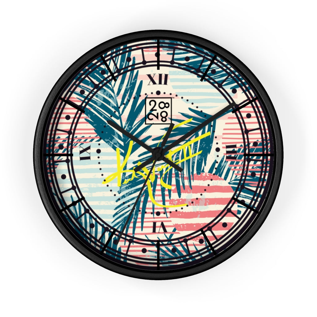 2882Time™ Tropical Palms Stripe Dot Geometric Clock