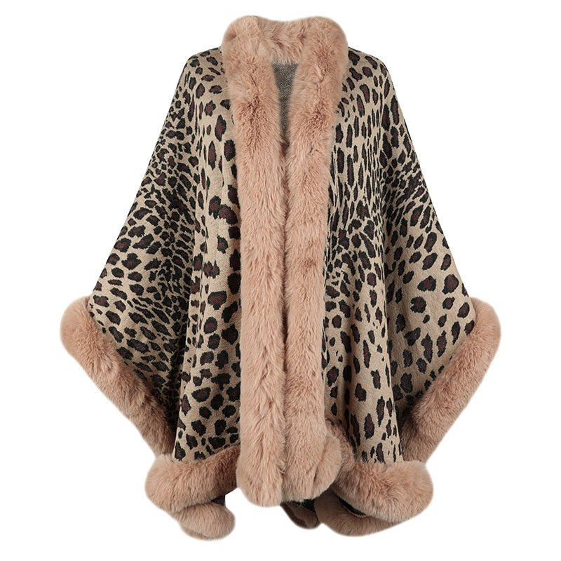 2022 Winter Thick Warm Poncho Fur Collar Cape Coat Women Vintage - 2022-Winter-Thick-Warm-Poncho-Fur-Collar-Cape-Coat-Women-Vintage-Leopard-Sweater-Cardigan-Female-Batwing_75012184-4a5b-4ec1-842d-28fc70b5eeec