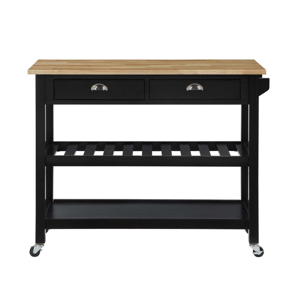 American Heritage 3 Tier Butcher Block Kitchen Cart with Drawers, Butcher Block/Black - 2948196_large_02dc533d-0322-417f-bda3-bf74d1caa773