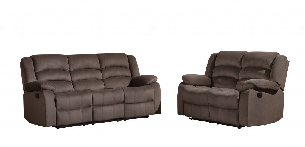 120inches Contemporary Brown Fabric Sofa Set