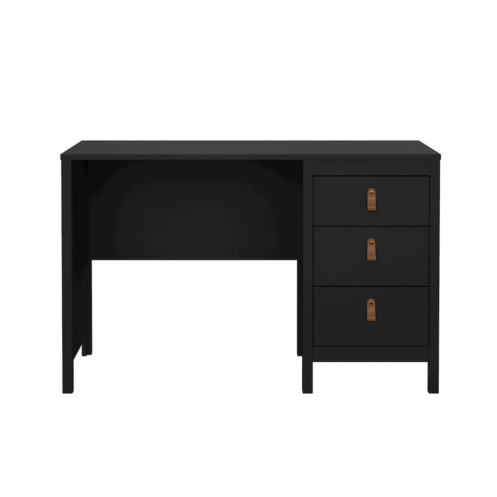 Madrid Home Office Writing Desk with 3 Storage Drawers, Black Matte