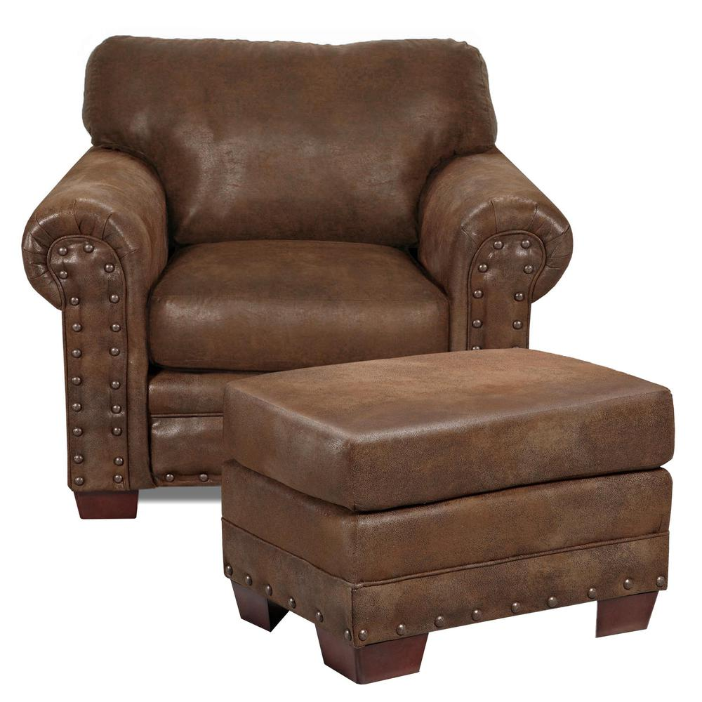 Buckskin Arm Chair with Matching Ottoman