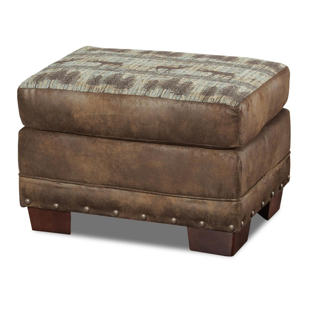 Deer Teal Tapestry Lodge Arm Chair with Matching Ottoman - 36511659_large_3a38f60d-938d-4d5e-b643-9b138c5a8b31
