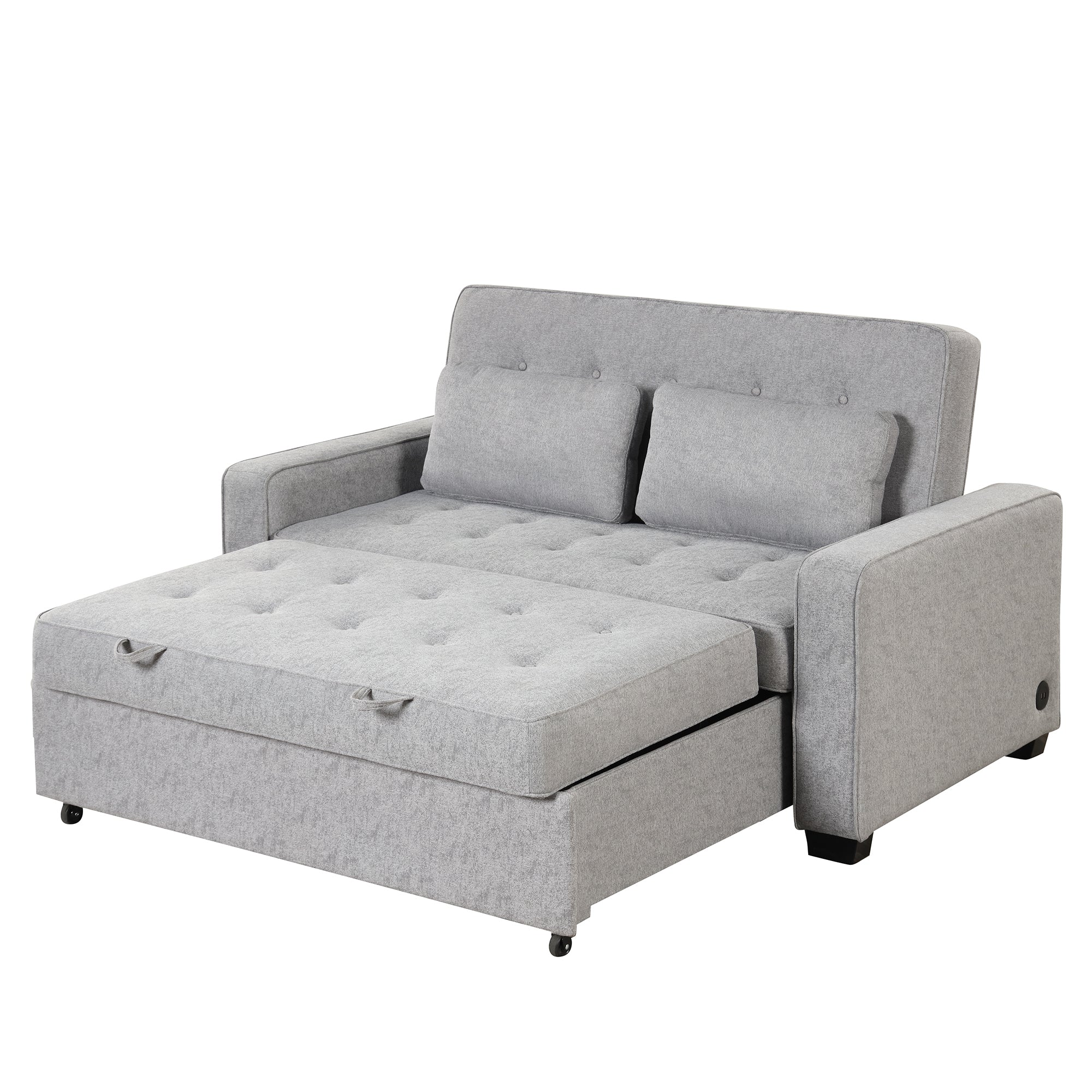 65.7" Linen Upholstered Sleeper Bed , Pull Out Sofa Bed Couch attached