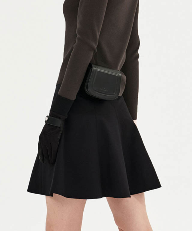Anell Golf Cotton Flared Skirt - Black