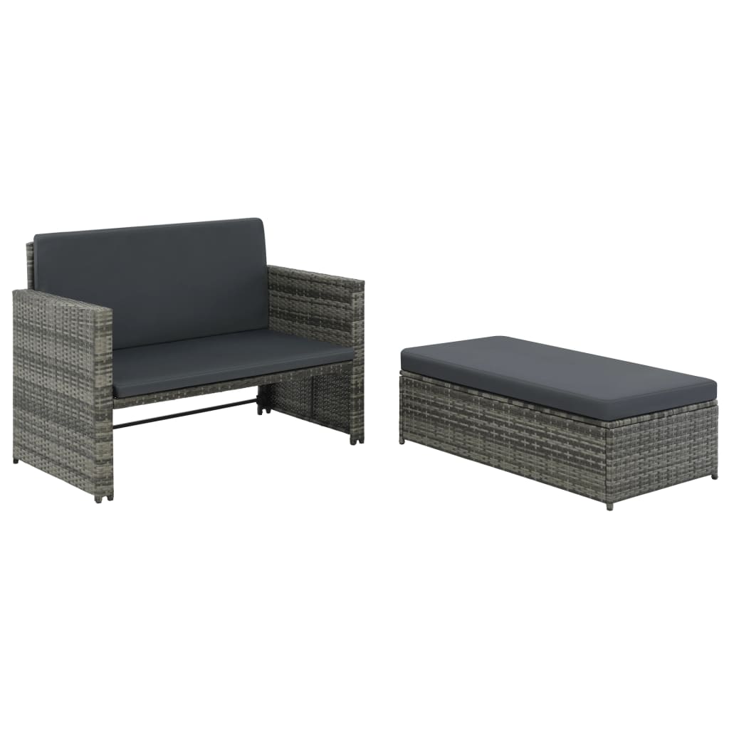 2 Piece Garden Lounge Set with Cushions Poly Rattan Gray - 8718475621867_a_en_hd_1