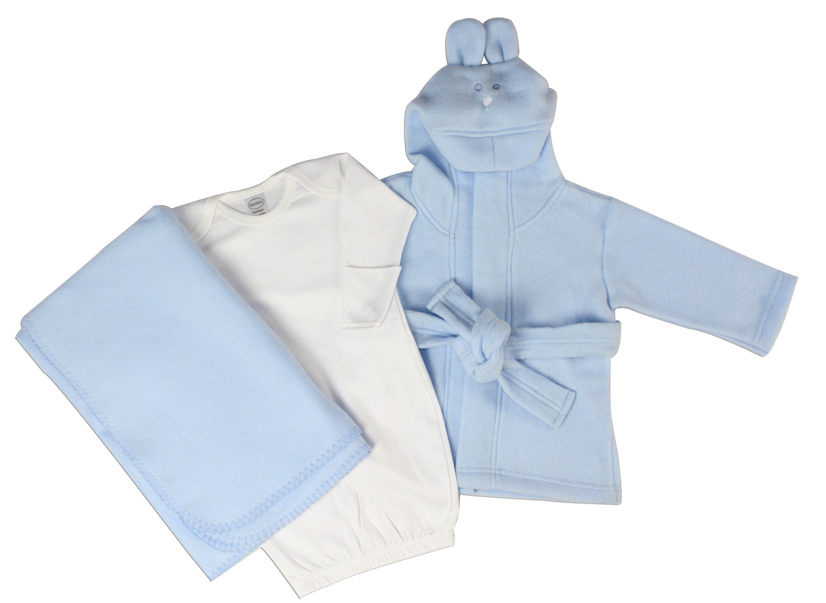Newborn Baby Boys 3 Pc Layette Set (Gown, Robe,