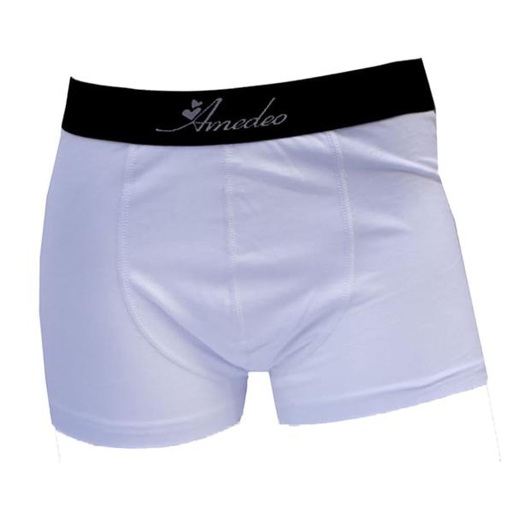 Solid White Mens Boxer Briefs - Cotton Underwear Trunk for Men