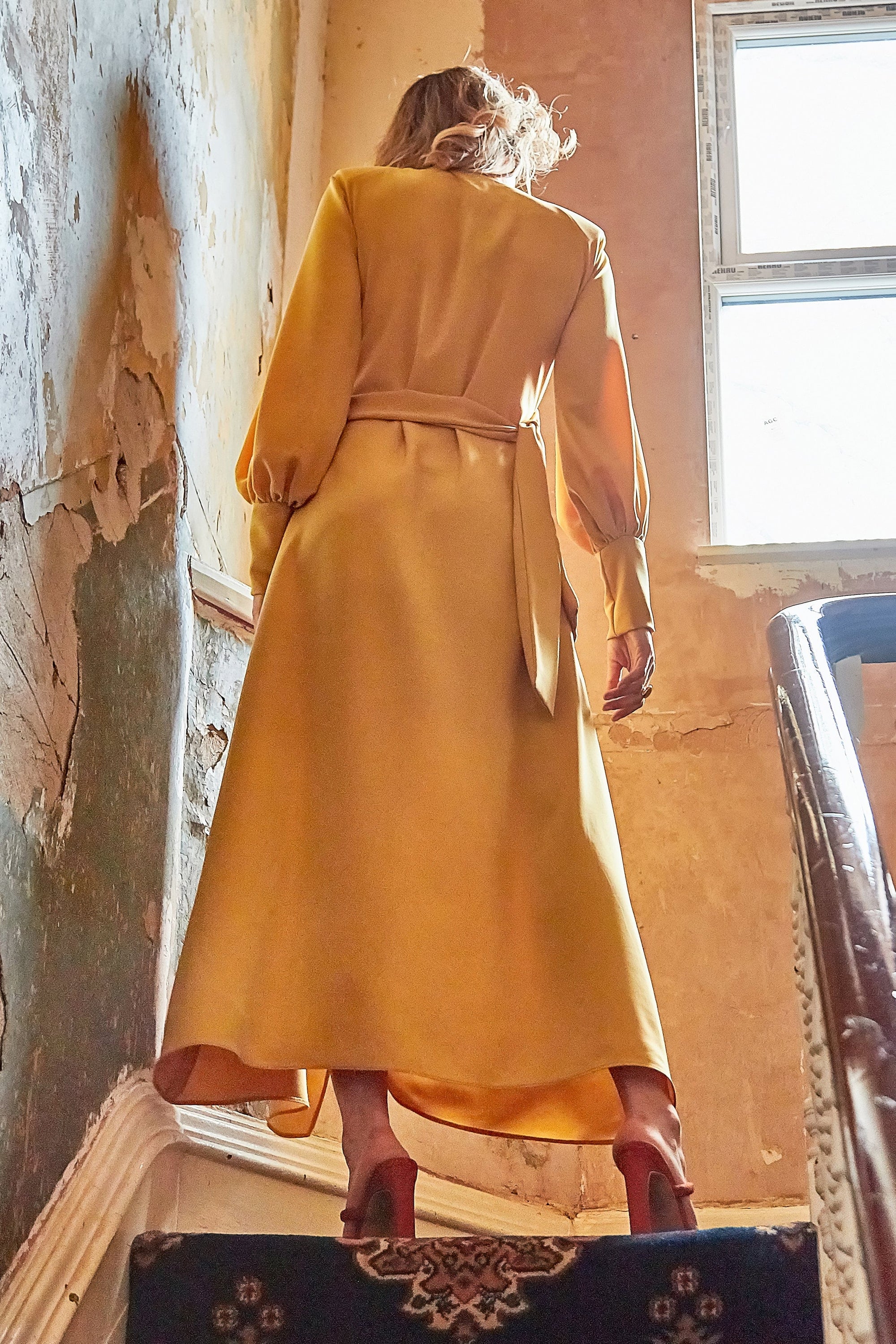 Mustard Wrap Dress - Amber-V-neck-wrap-maxi-dress-with-side-slit.5