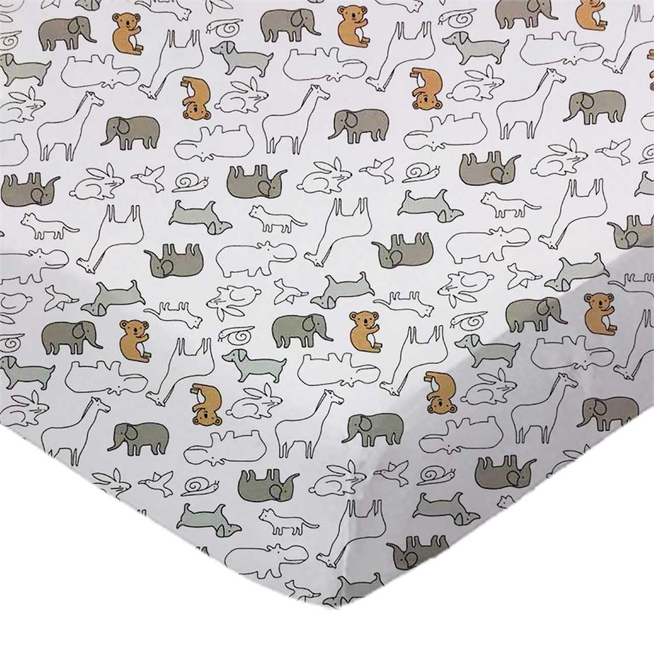 SheetWorld Fitted Crib Sheet - 100% Cotton Jersey - Baby Animals, Made