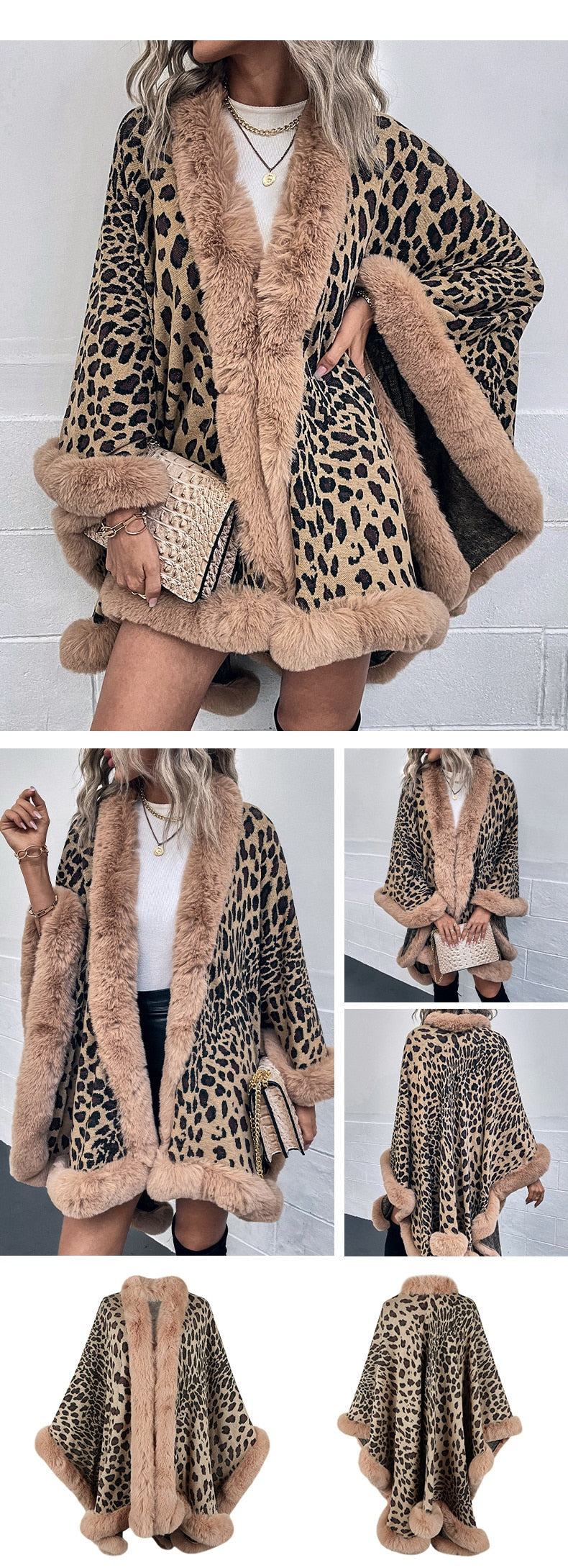 2022 Winter Thick Warm Poncho Fur Collar Cape Coat Women Vintage - S0b248eefe7114531b553d878ec85d32ar