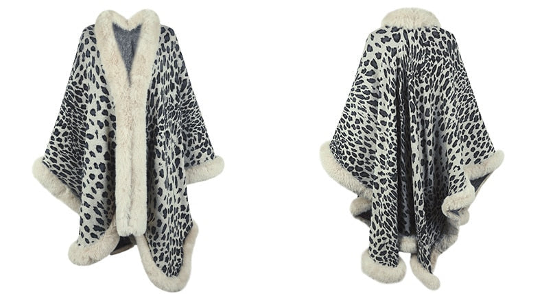 2022 Winter Thick Warm Poncho Fur Collar Cape Coat Women Vintage - S7427bd25e4154b4395b2d457cc36b788h