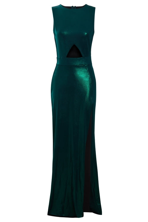 Green Cut Out Side Dress - SARVIN-10337