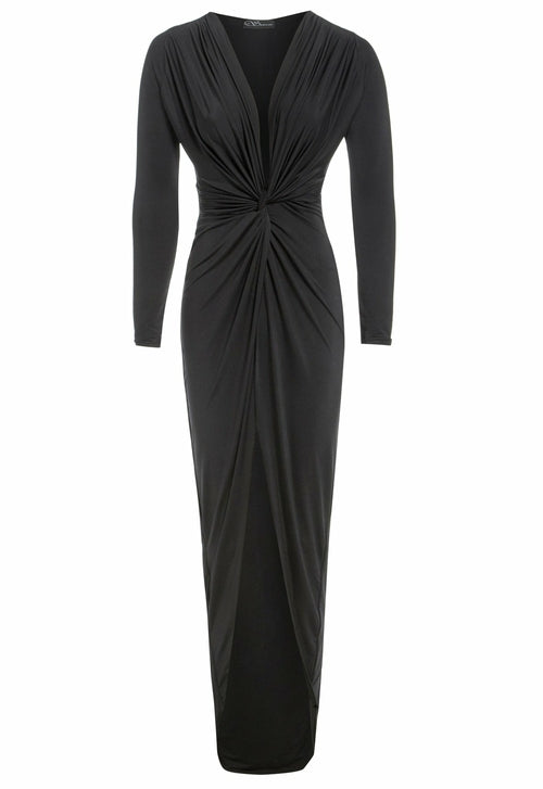 Black Twisted Front Dress - SARVIN-4136