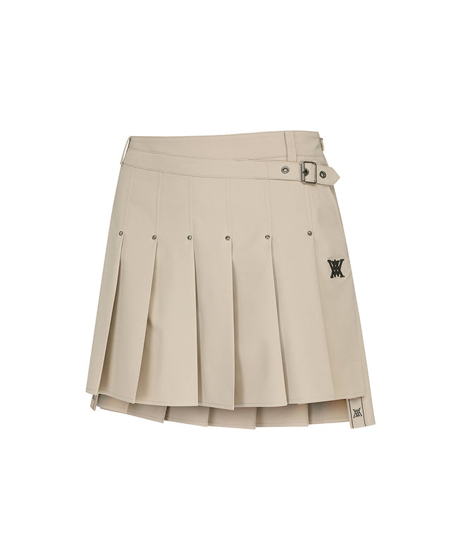 ANEW Golf: Women Buckle Decoration Pleats Skirt - Beige - WomenBuckleDecorationPleatsSkirtBEIGE2