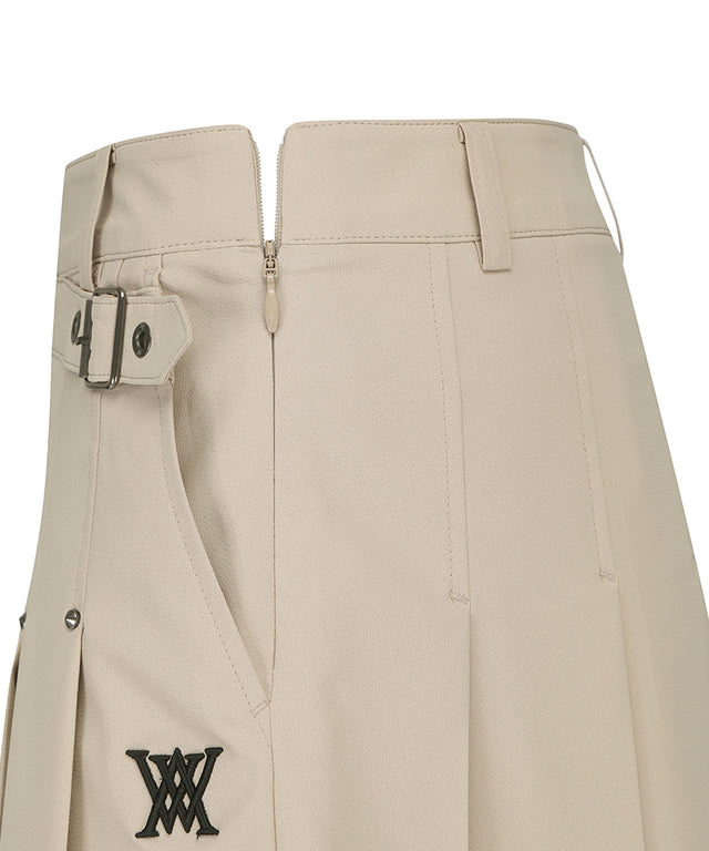 ANEW Golf: Women Buckle Decoration Pleats Skirt - Beige - WomenBuckleDecorationPleatsSkirtBEIGE6