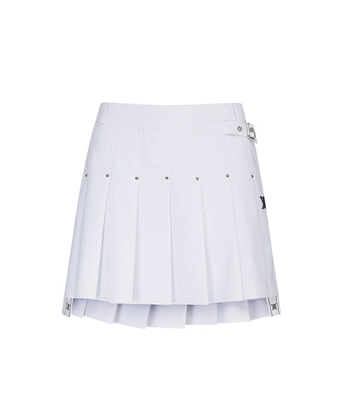 ANEW Golf: Women Buckle Decoration Pleats Skirt - White - WomenBuckleDecorationPleatsSkirtWHITE1