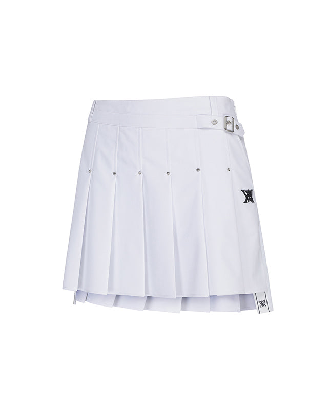ANEW Golf: Women Buckle Decoration Pleats Skirt - White - WomenBuckleDecorationPleatsSkirtWHITE2