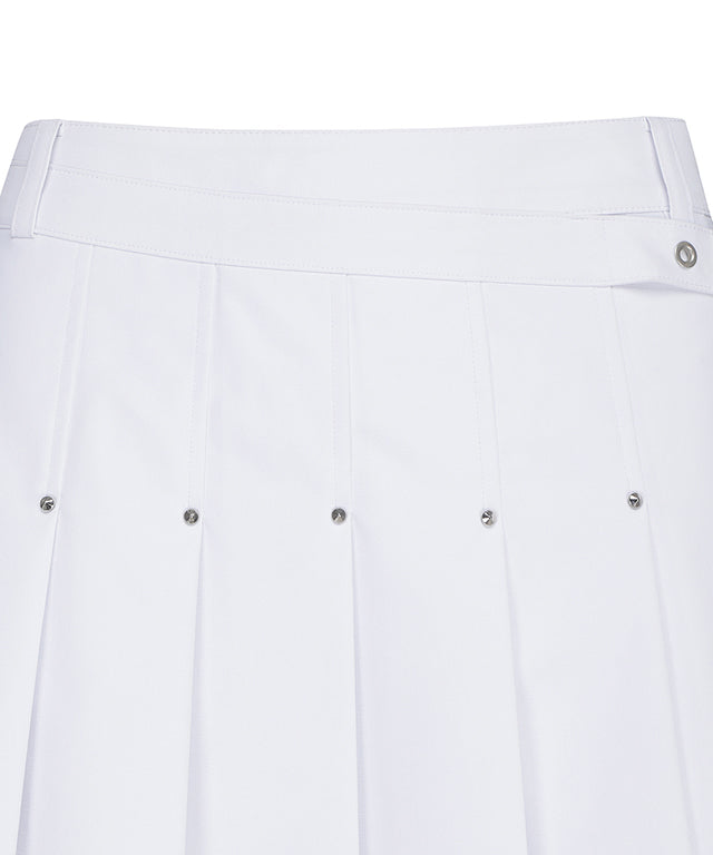 ANEW Golf: Women Buckle Decoration Pleats Skirt - White - WomenBuckleDecorationPleatsSkirtWHITE4