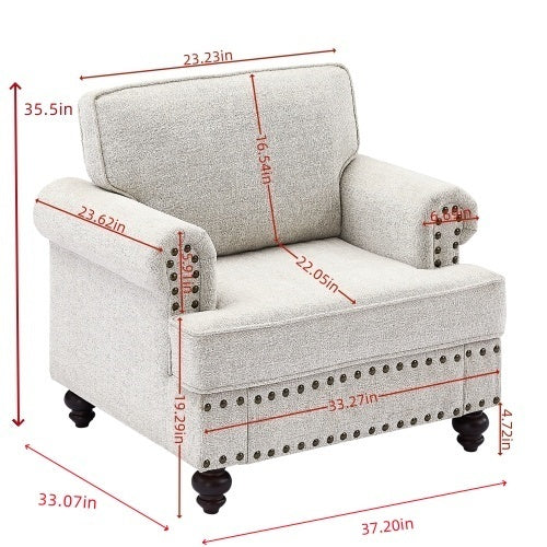 Chenille modern Upholstered Sofas 1 Seater Couches with Nails and - c558e9444bb745f498507912fc0c9d9c