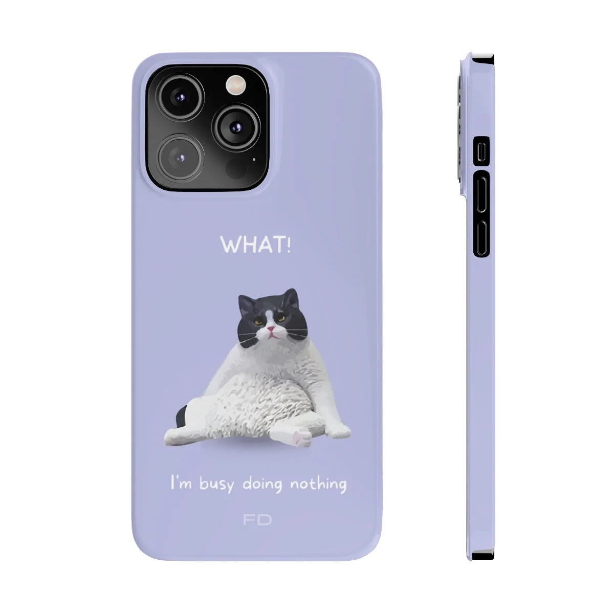Funny Cat Theme Purple Slim Case for iPhone 14 series