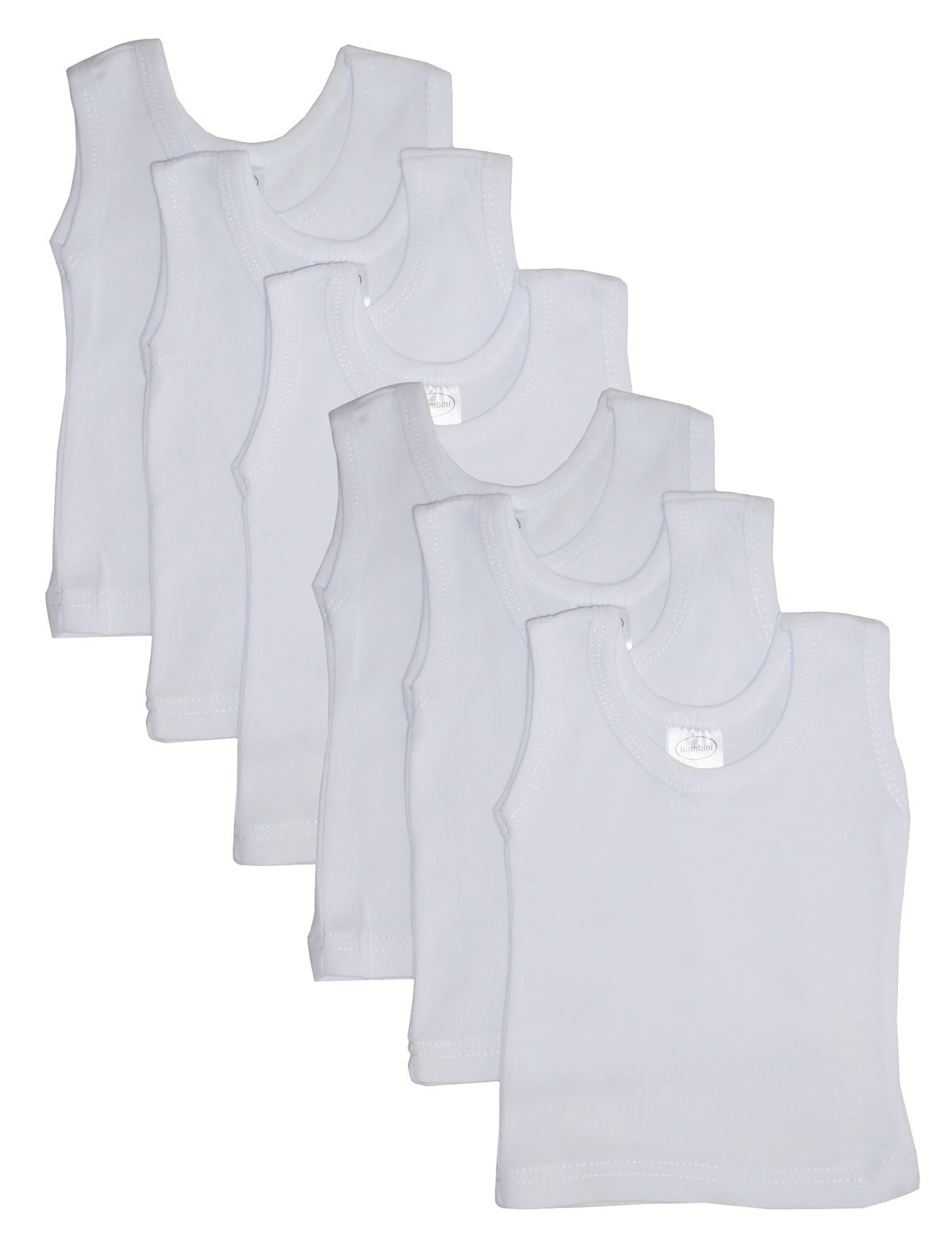 Bambini White Tank Top 6 Pack