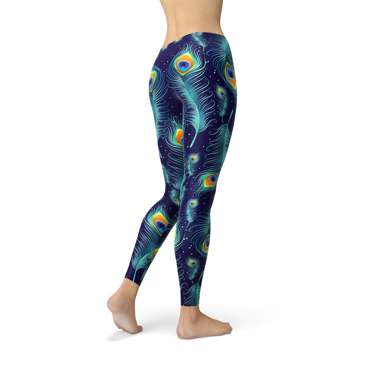 Blue Peacock Feathers Leggings - data_974080ba-5429-4834-a3a8-1864e688cdf2