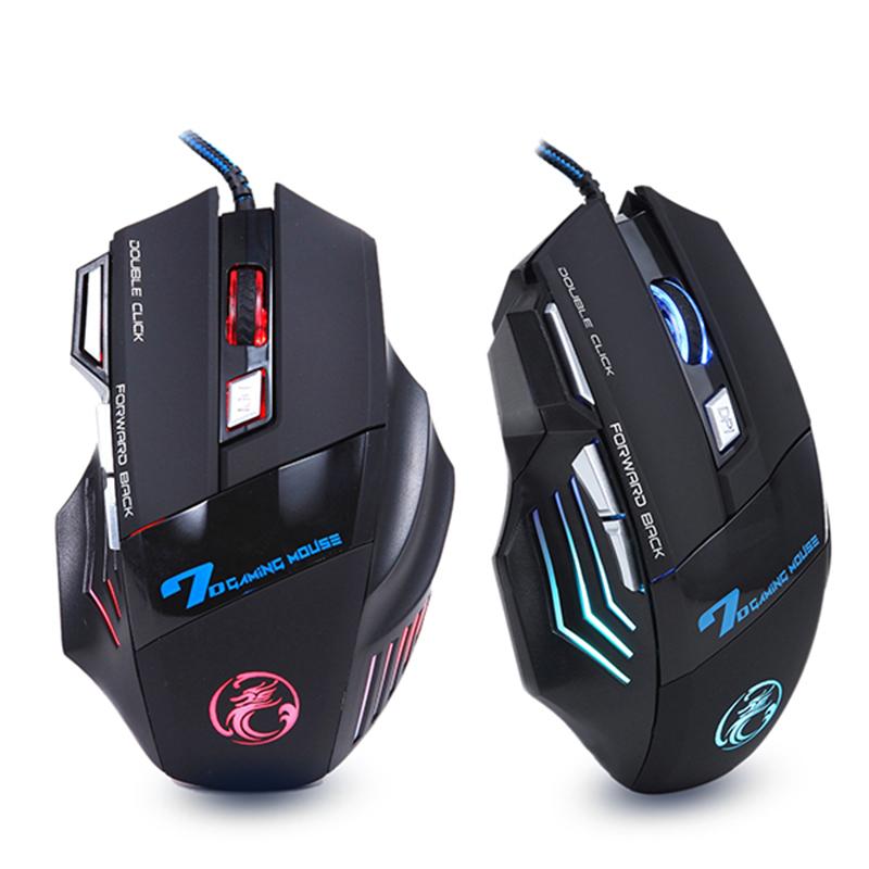 Ergonomic Wired Gaming Mouse 7 Button LED 5500 DPI USB Computer Mouse