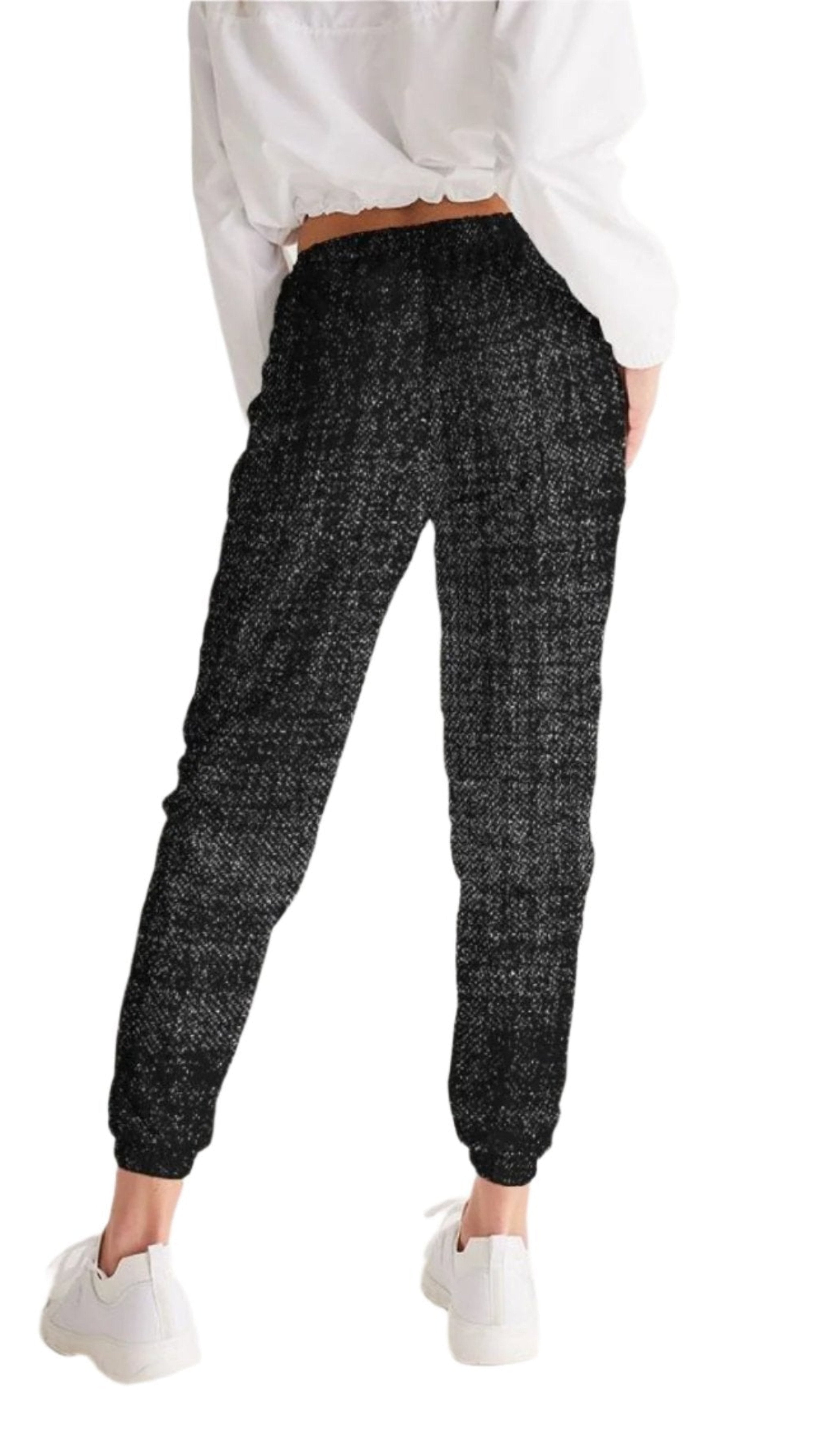 Womens Track Pants - Black & Gray Distressed Sports Pants