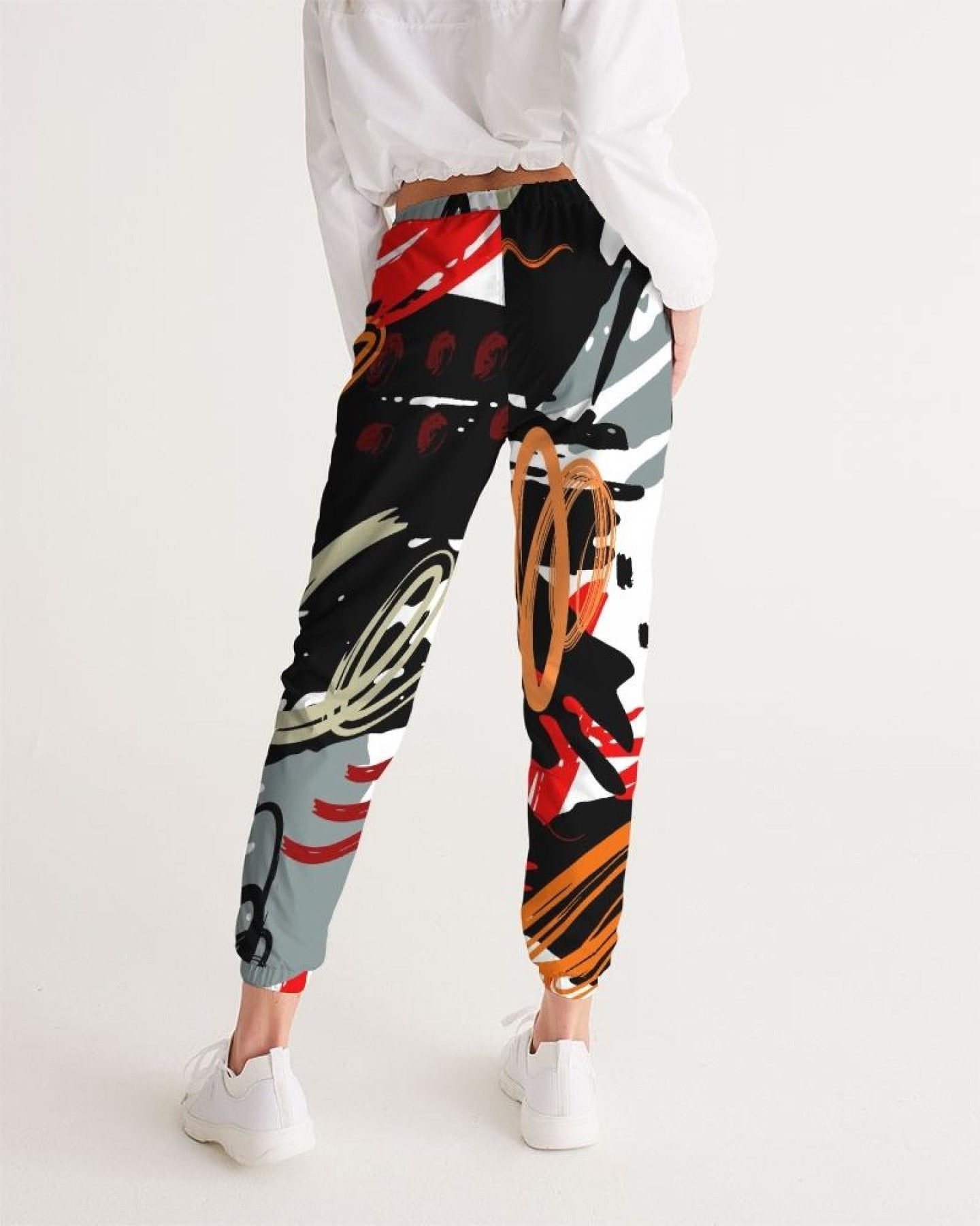 Womens Track Pants - Red Multicolor Graphic Sports Track Pants