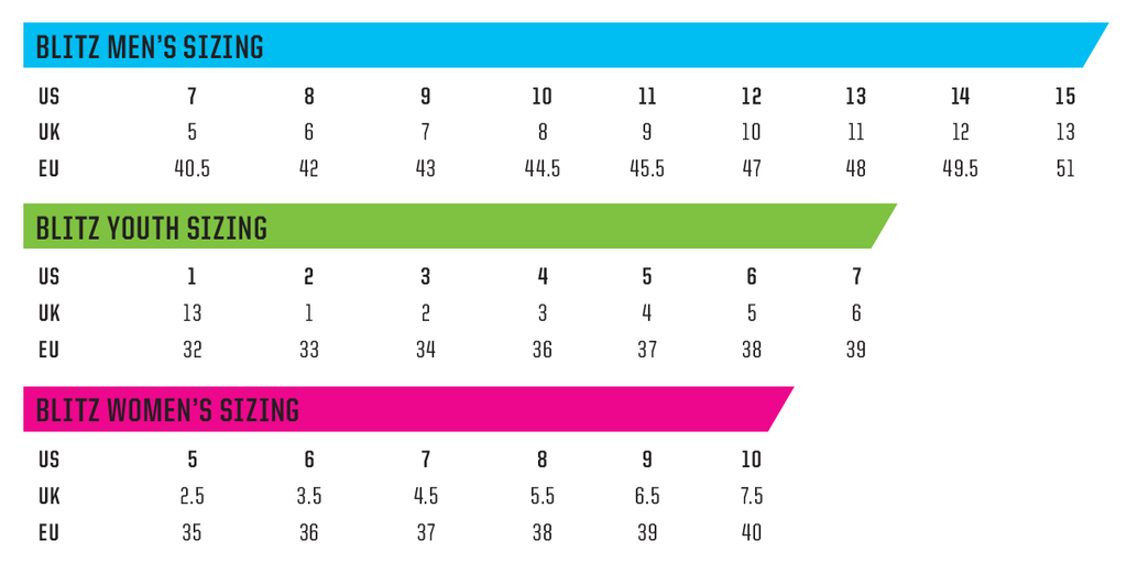 youth boot size chart