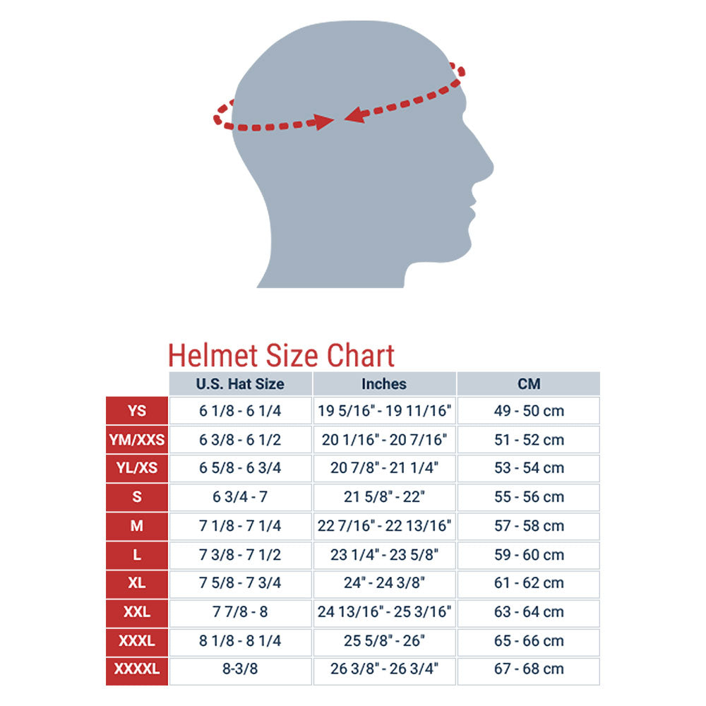 Youth Snowmobile Helmet Size Chart
