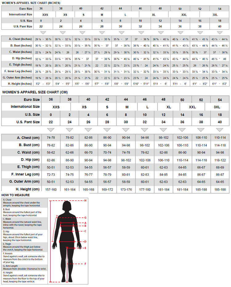 Alpinestars Women's Motocross Sizing Chart — HFX Motorsports