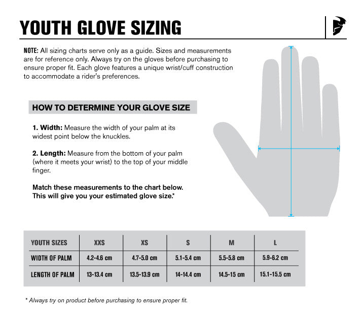 Thor Youth Motocross Glove Sizing Chart — HFX Motorsports