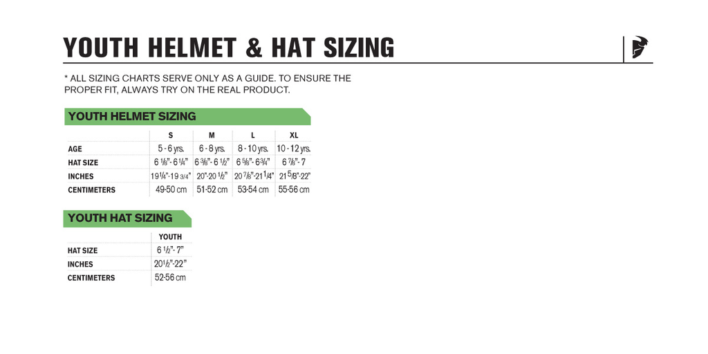 Atv Helmet Size Chart Youth